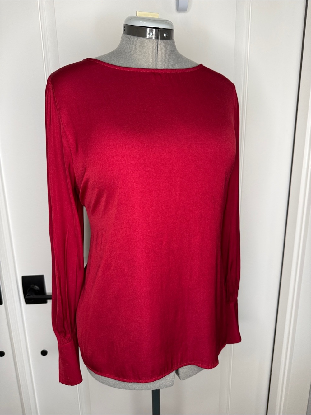 Elie Tahari Crimson Boatneck Long-Sleeve Top